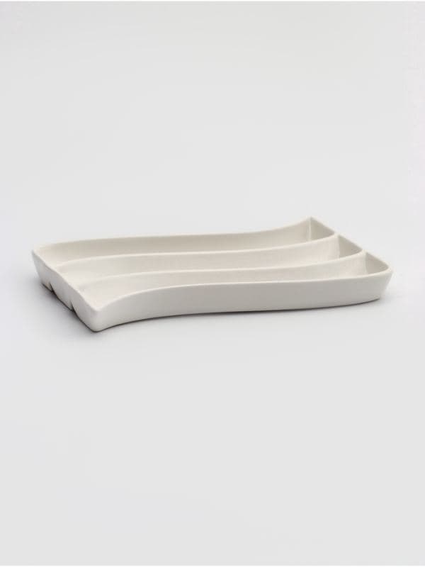 Блюдо для оливок, 3 ячейки, 21.5×15×2.5 см, фарфор, белое — фото 2