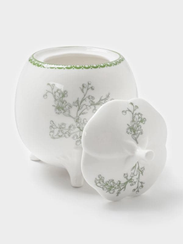 Сахарница WY Bloomware, 300 мл, 12×9 см, фарфор, зелёная, белая — фото 2