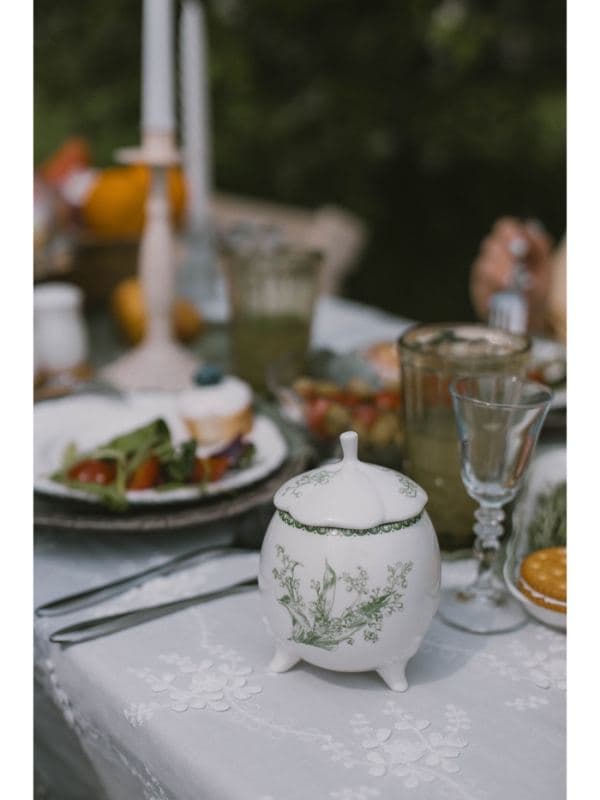 Сахарница WY Bloomware, 300 мл, 12×9 см, фарфор, зелёная, белая — фото 5