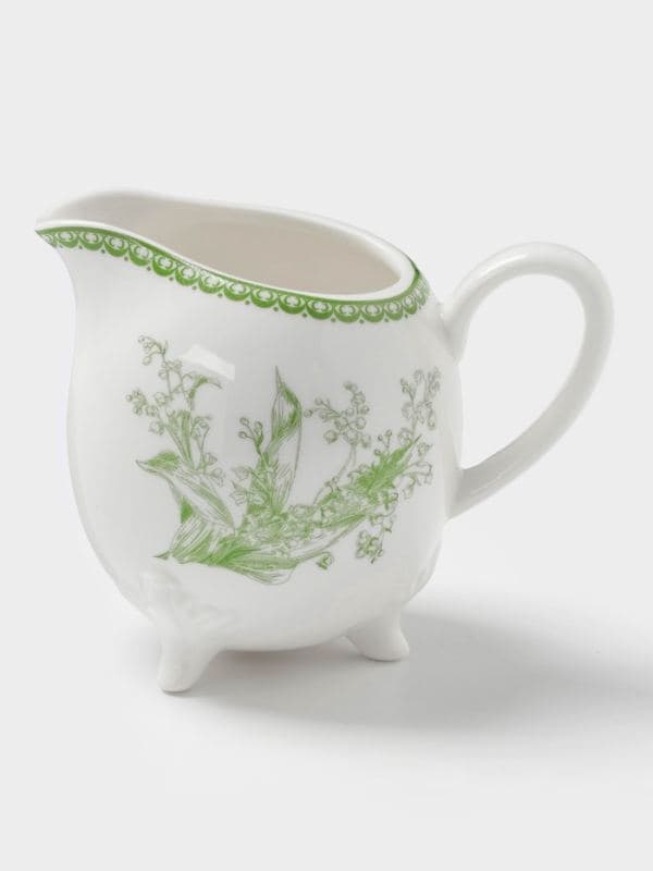 Молочник WY Bloomware, 250 мл, фарфор, белый, зелёный — фото 2