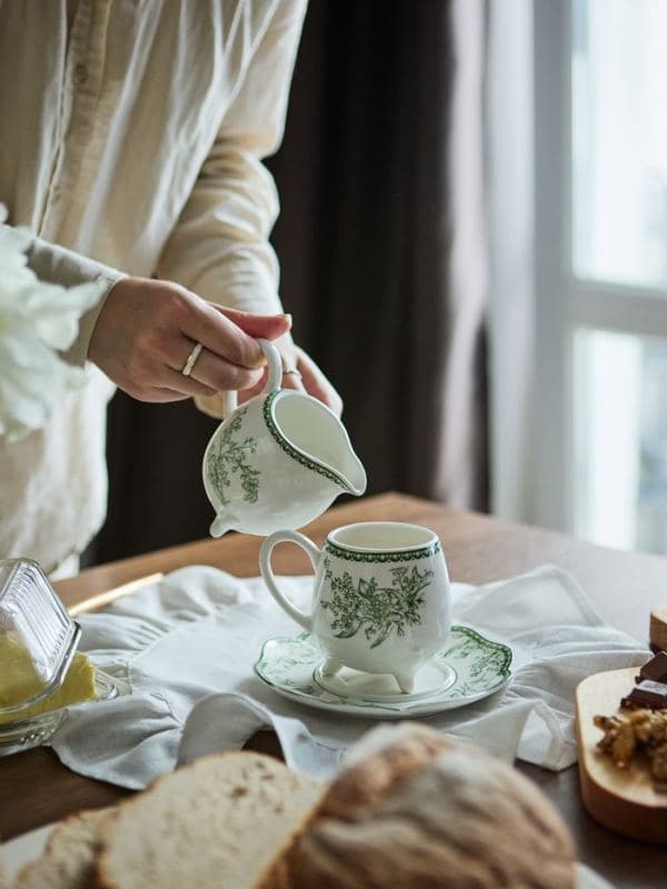 Молочник WY Bloomware, 250 мл, фарфор, белый, зелёный — фото 5