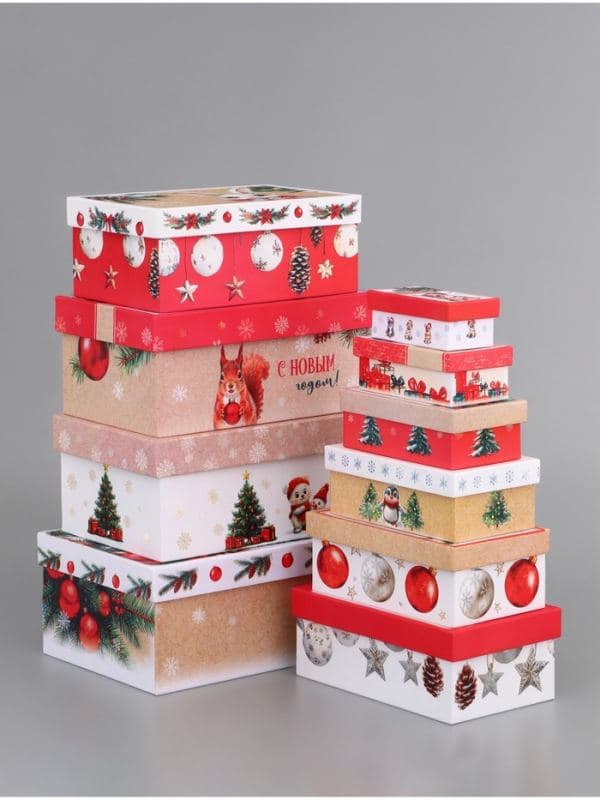 Коробки подарочные «Почта Новый Год», 10 в 1, 30×19×11.5 - 12×6.5×4 см — фото 3