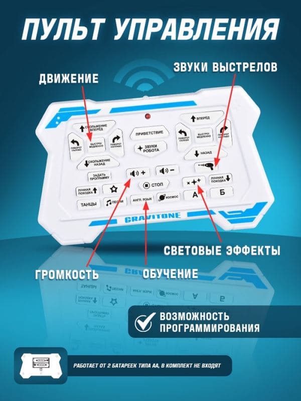 Робот на пульте управления IQ BOT GRAVITONE, радиоуправление, интерактивный, русское озвучивание, цвет синий — фото 4