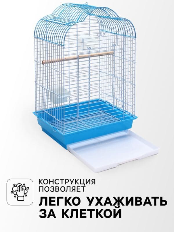 Клетка для птиц Bd-3/1o, раскрывающаяся крыша, 47.5×37×70 см, голубая — фото 3