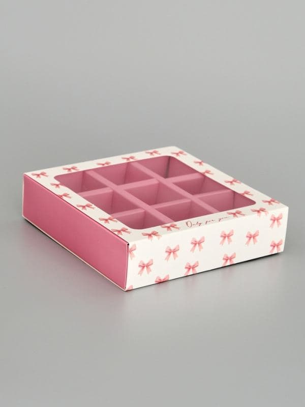 Коробка под 9 конфет с ячейками Only for you, 14.5×14.5×3.5 см — фото 2