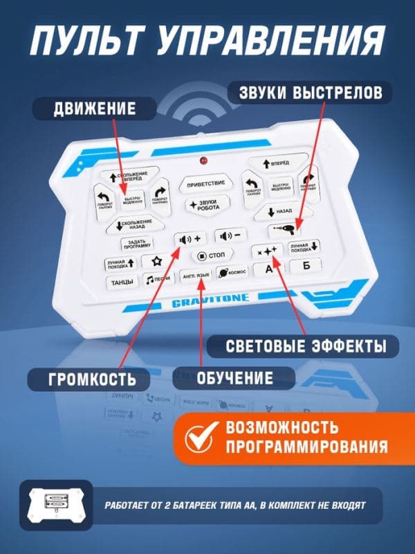 Робот на пульте управления IQ BOT GRAVITONE, радиоуправление, интерактивный, русское озвучивание, цвет серый — фото 4