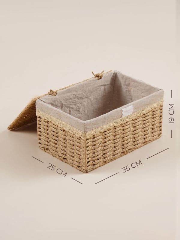 Корзина для хранения с крышкой SL Home, плетёная, ручной работы, 35×25×19 см, МИКС узора — фото 5