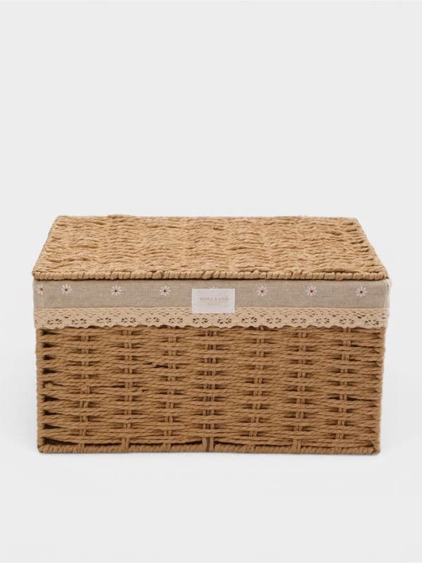 Корзина для хранения с крышкой SL Home, плетёная, ручной работы, 35×25×19 см, МИКС узора — фото 4