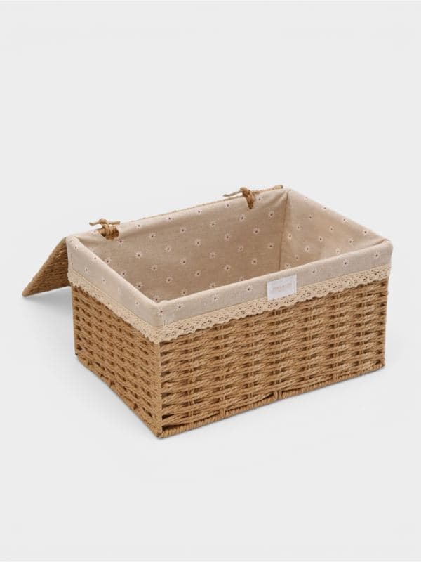 Корзина для хранения с крышкой SL Home, плетёная, ручной работы, 35×25×19 см, МИКС узора — фото 2