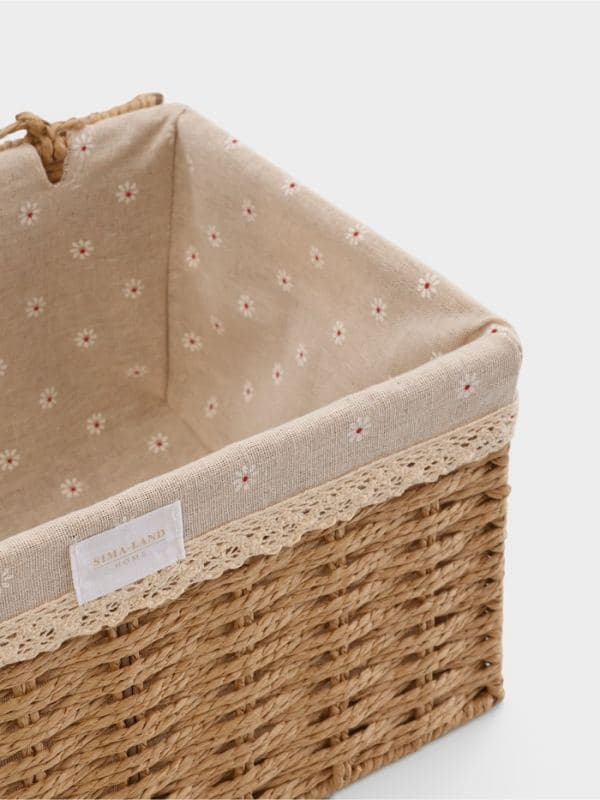 Корзина для хранения с крышкой SL Home, плетёная, ручной работы, 35×25×19 см, МИКС узора — фото 3