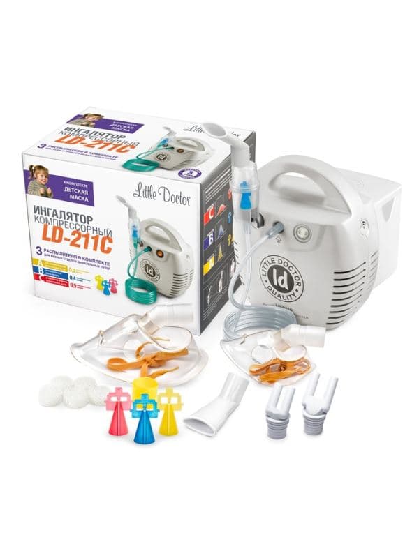 Ингалятор компрессорный Little Doctor LD-211C, 60 Вт, 3 распылителя, 10 мл, 0.3-0.5 мл/мин — фото 5