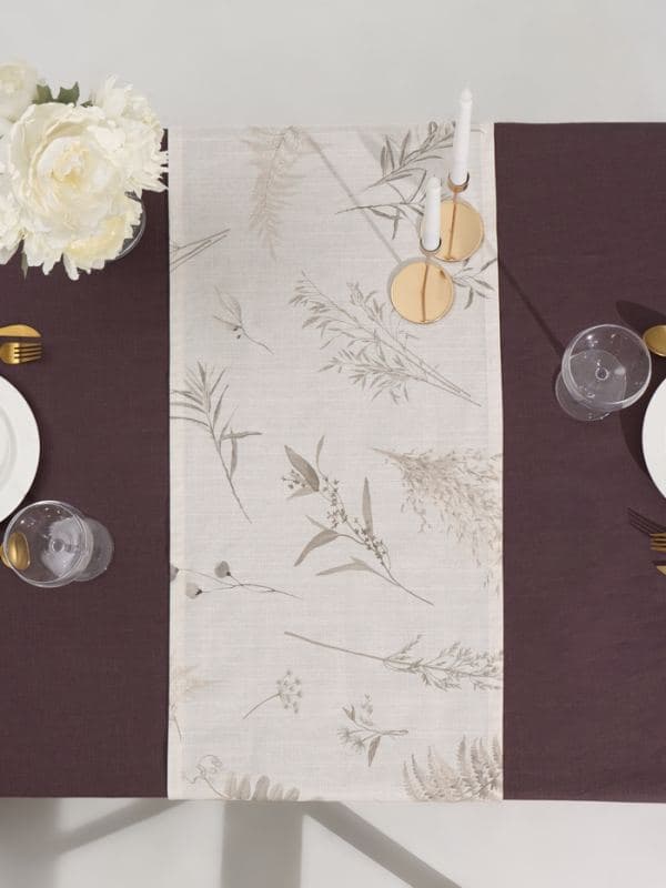 Дорожка на стол «Этель» Flower herbarium, 40×146 см, 100% хлопок, репс 210 г/м², бежевая — фото 2