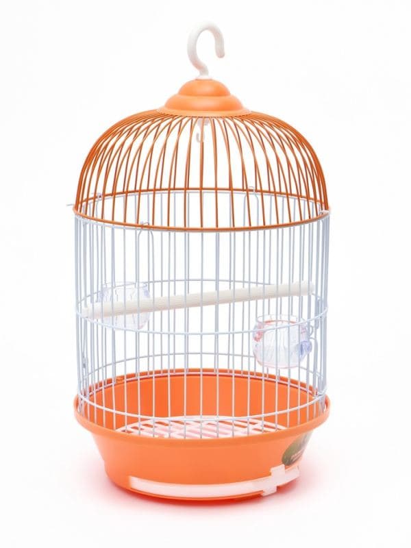Клетка для птиц круглая укомплектованная Bd-4/2, 23.5×33 см, оранжевая — фото 2