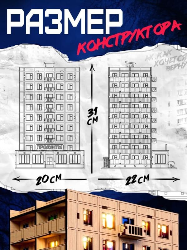 Конструктор «Брежневка», 99 деталей, гирлянда, 20×31 см — фото 2