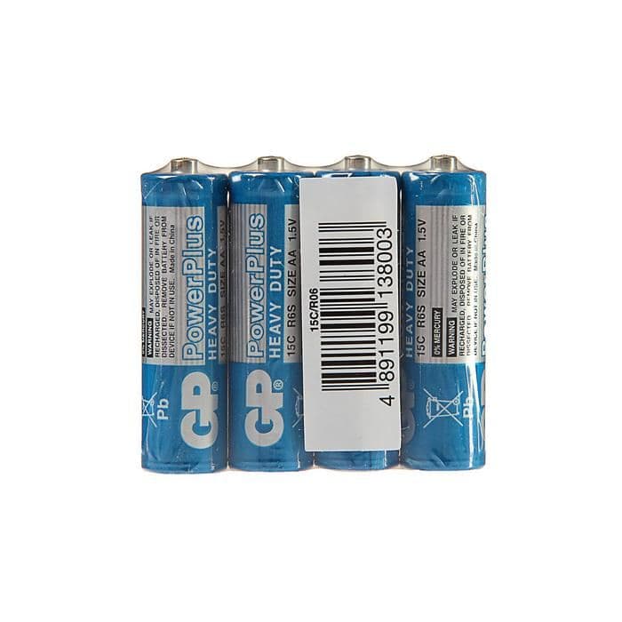 Батарейка солевая GP PowerPlus Heavy Duty, AA, R6-4S, 1.5 В, спайка, 4 шт. — фото 2