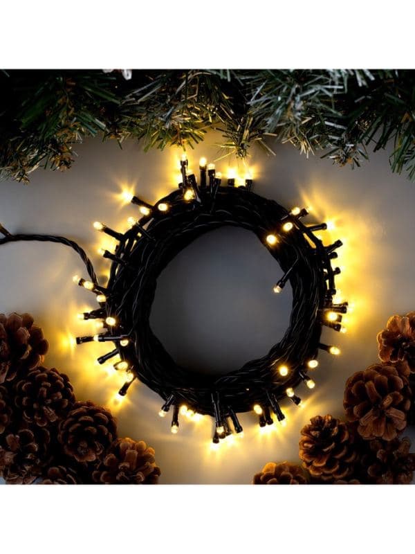 Гирлянда «Нить» 10 м, IP44, тёмная нить, 100 LED, свечение тёплое белое, 8 режимов, 220 В — фото 5