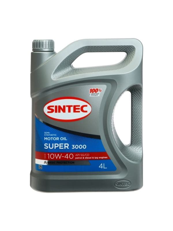 Масло моторное Sintec Super 3000 10W-40, SG/CD, п/синтетическое, 4 л 600240 — фото 3