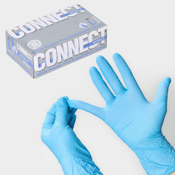 Перчатки нитриловые Nitrile, смотровые, нестерильные, размер L, 200 шт./уп (100 пар), голубые — фото 1