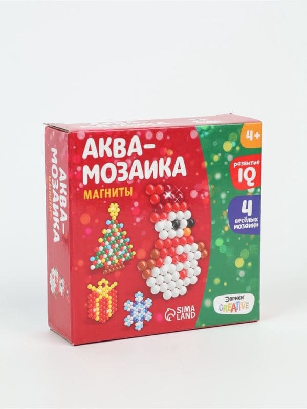 Аквамозаика «Снеговик с ёлкой», магниты, 4 фигурки, 306 шариков — фото 3