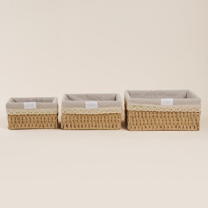 Корзины для хранения SL Home, плетёные, ручной работы, 3 шт.: 18×12×9,5, 22×16.5×10,5, 26×20×11.5 — фото 2