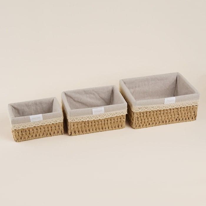 Корзины для хранения SL Home, плетёные, ручной работы, 3 шт.: 18×12×9,5, 22×16.5×10,5, 26×20×11.5 — фото 3