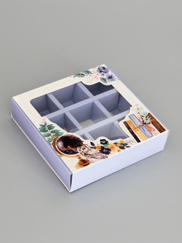 Коробка под 9 конфет с ячейками For you, 14.5×14.5×3.5 см — фото 1
