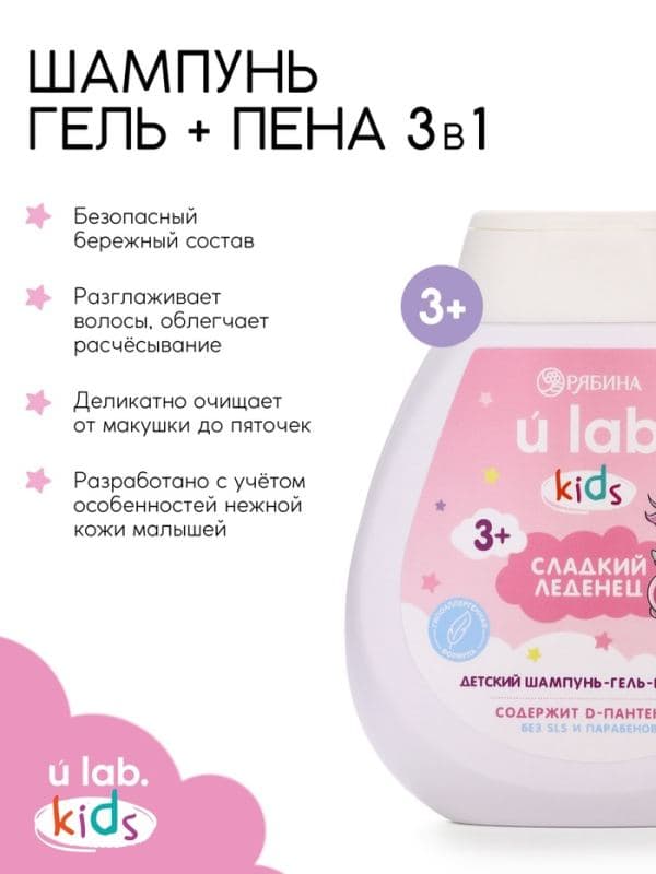 Детский шампунь-гель-пена 3в1 «Единороги», 250 мл, аромат сладкий леденец, 3+ — фото 3