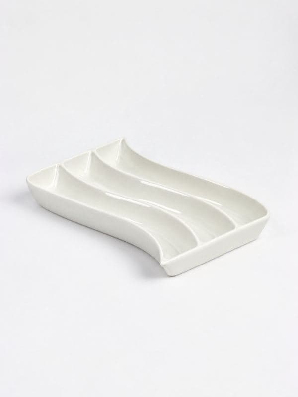 Блюдо для оливок, 3 ячейки, 17.5×14×2.5 см, фарфор, белое — фото 1