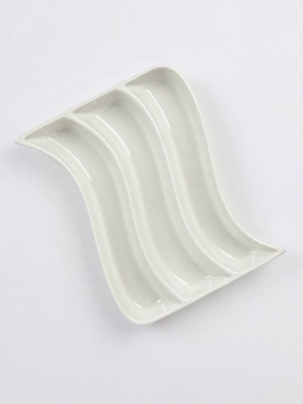 Блюдо для оливок, 3 ячейки, 17.5×14×2.5 см, фарфор, белое — фото 2