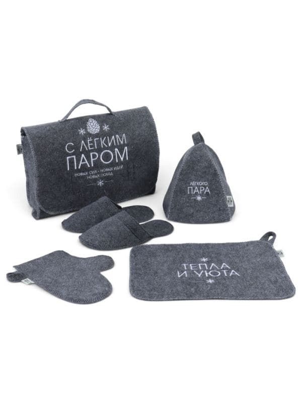 Набор для бани «С лёгким паром», портфель, коврик, рукавица, тапочки, шапка, «Добропаровъ» — фото 2
