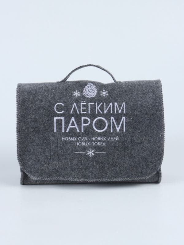 Набор для бани «С лёгким паром», портфель, коврик, рукавица, тапочки, шапка, «Добропаровъ» — фото 3