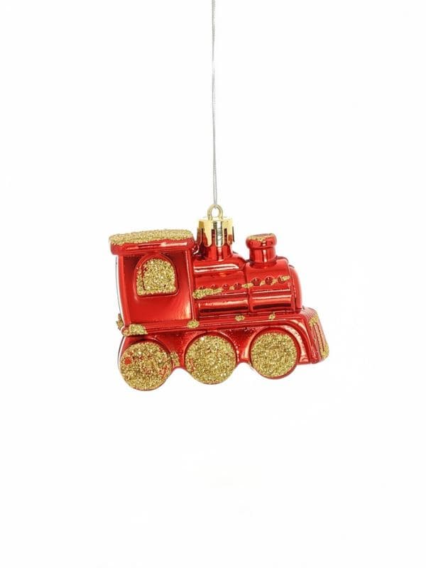 Ёлочные игрушки 4 шт. «Паровозик», 6.5×4.5 см, красно-золотой — фото 4