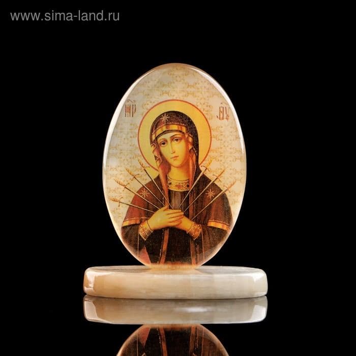 Икона «Семистрельная», настольная на подставке, селенит — фото 2