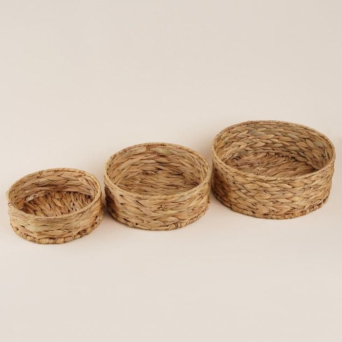 Корзины для хранения SL Home, плетёные, ручной работы, 3 шт.: 21×21×7 см, 25×25×10 см, 29×29×11 см — фото 3