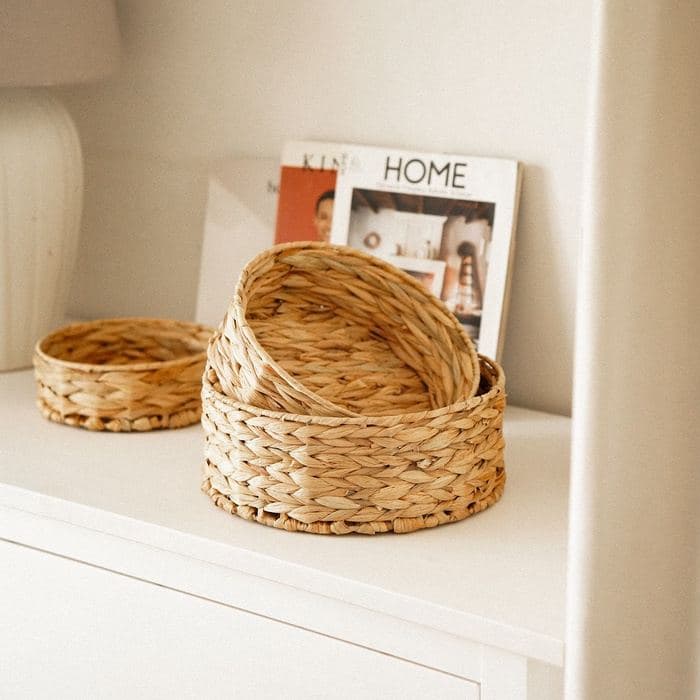 Корзины для хранения SL Home, плетёные, ручной работы, 3 шт.: 21×21×7 см, 25×25×10 см, 29×29×11 см — фото 5