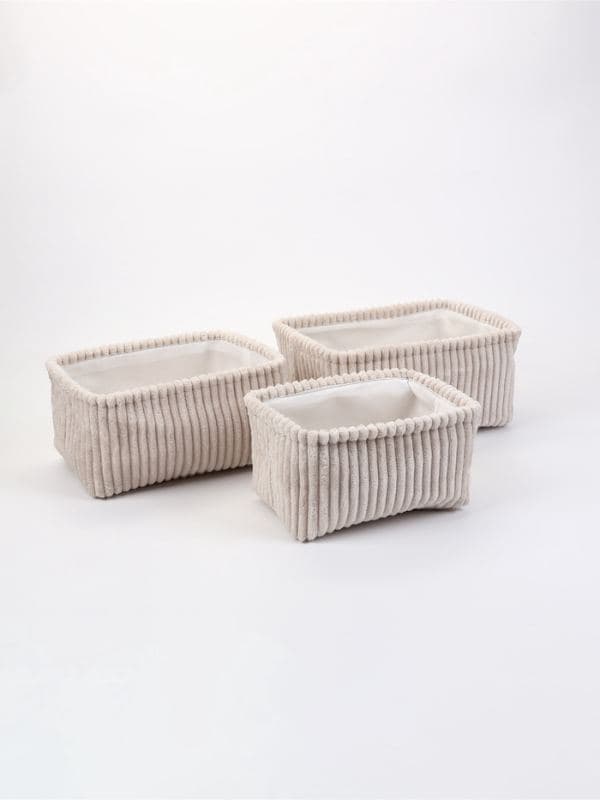 Корзины «Soft&Pure», набор 3 шт., 29×21×14, 26×18×13, 23×15×13 см, полиэстер, молочные — фото 2