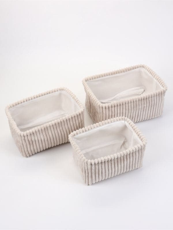 Корзины «Soft&Pure», набор 3 шт., 29×21×14, 26×18×13, 23×15×13 см, полиэстер, молочные — фото 3