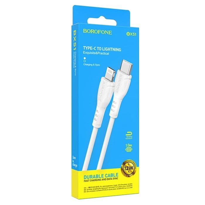 Кабель Borofone BX51, Type-C - Lightning, 2.4 А, 1 м, PVC оплётка, белый — фото 5