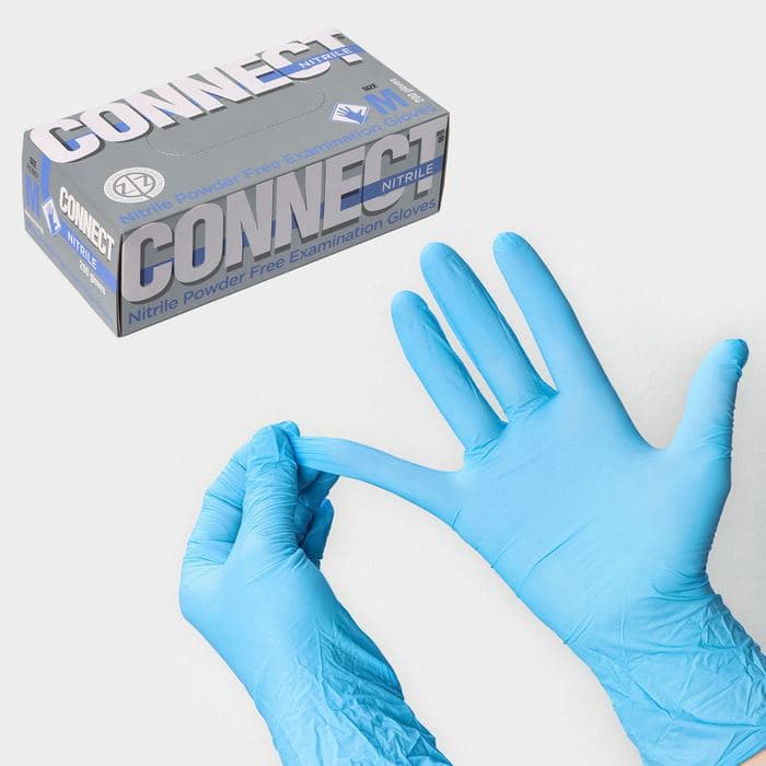 Перчатки нитриловые Nitrile, смотровые, нестерильные, размер М, 200 шт./уп (100 пар), голубые — фото 1