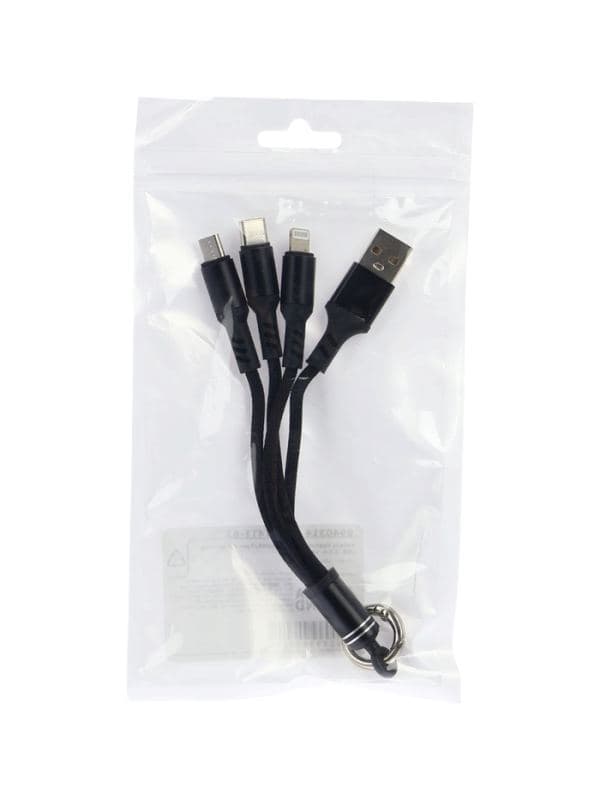 Кабель брелок 3 в 1, MicroUSB/Type-C/Lightning - USB, 2.4 А, чёрный — фото 4