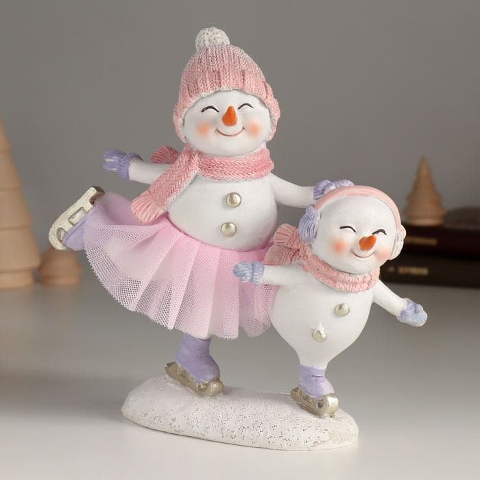 Фигурка полистоун «Счастливые снеговички на коньках», 17×6×18 см — фото 2