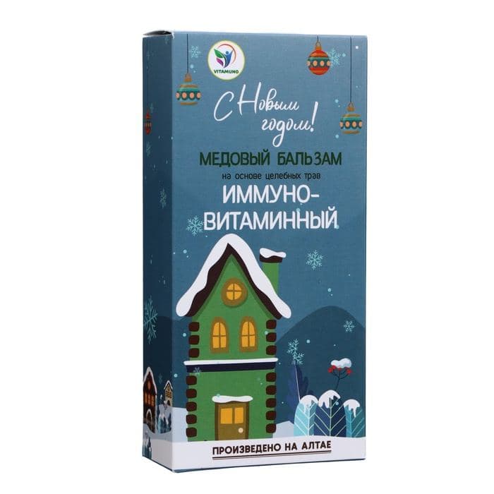 Новогодний безалкогольный алтайский медовый бальзам на травах Vitamuno «Иммуно-витаминный», 250 мл — фото 3