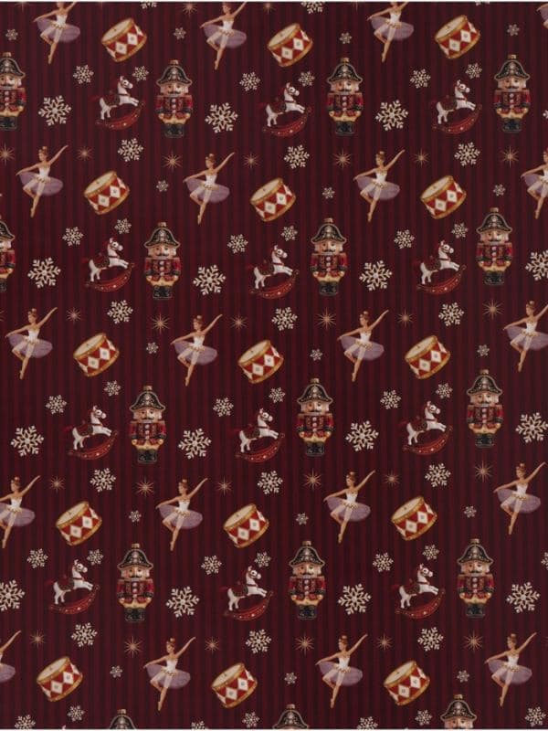 Бумага упаковочная глянцевая «Щелкунчик на бордовом», 60×90 см — фото 3