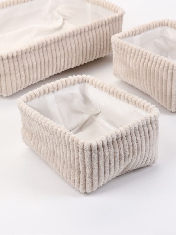 Корзины «Soft&Pure», набор 3 шт.: 1 шт. 38×27×11.5 см, 2 шт. 22×18×11 см, полиэстер, молочные — фото 5