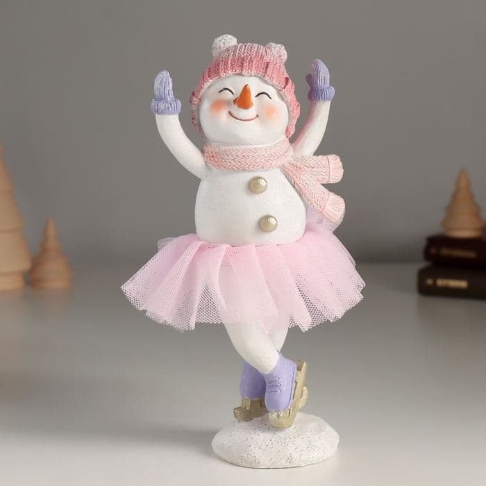 Фигурка полистоун «Снеговичок в розой юбке», 8.5×7×18 см — фото 2