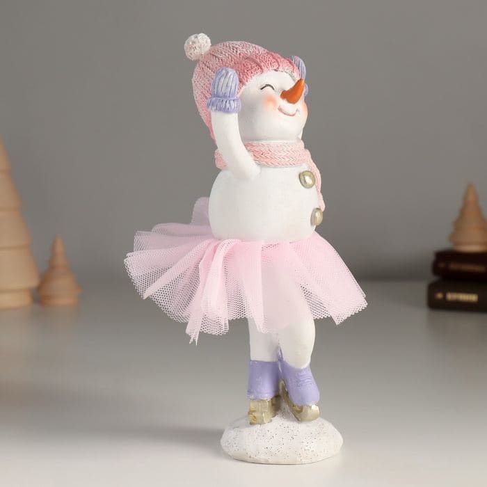 Фигурка полистоун «Снеговичок в розой юбке», 8.5×7×18 см — фото 3