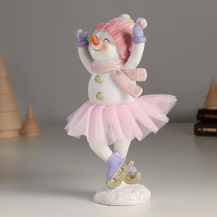 Фигурка полистоун «Снеговичок в розой юбке», 8.5×7×18 см — фото 5