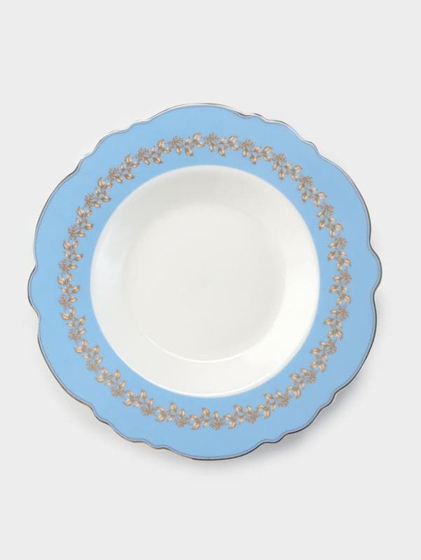 Тарелка глубокая WY Royal blue, 220 мл, d=21.5 см, фарфор, белая, голубая — фото 2