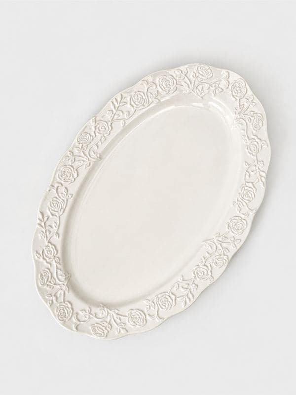 Блюдо сервировочное Garden rose, 35×23×2.5 см, фарфор, белое — фото 1