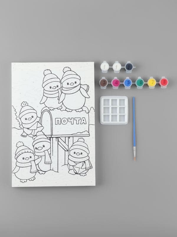 Картина по номерам на холсте 20×30 см «Зимняя почта» — фото 3